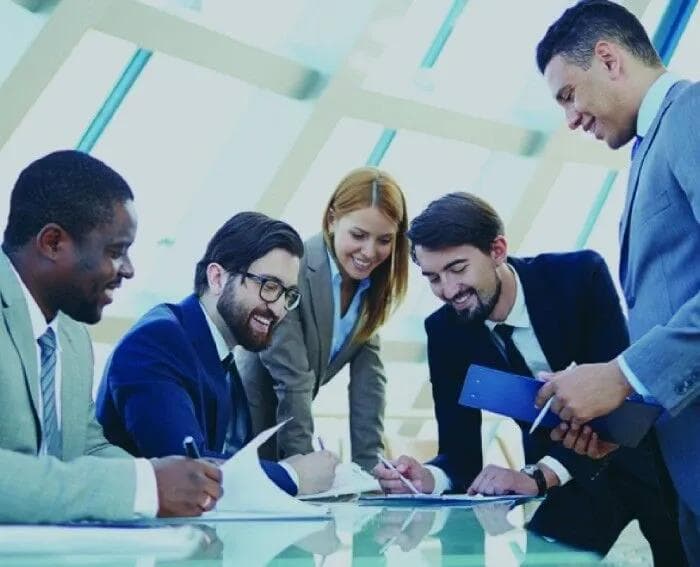 Meeting where everyone is smiling